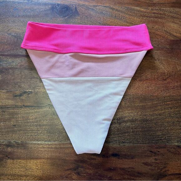 Beach Riot Alexis Bikini Swim Bottom Rouge Colorblock Ribbed Pink Ombre NWOT S - Picture 4 of 5